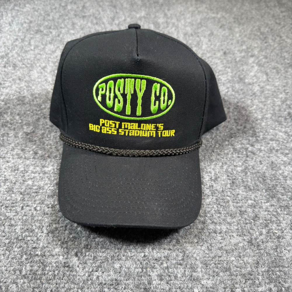 Posty Co. Post Malone Big Ass Stadium Tour Black Trucker Snapback Hat (Cobra)